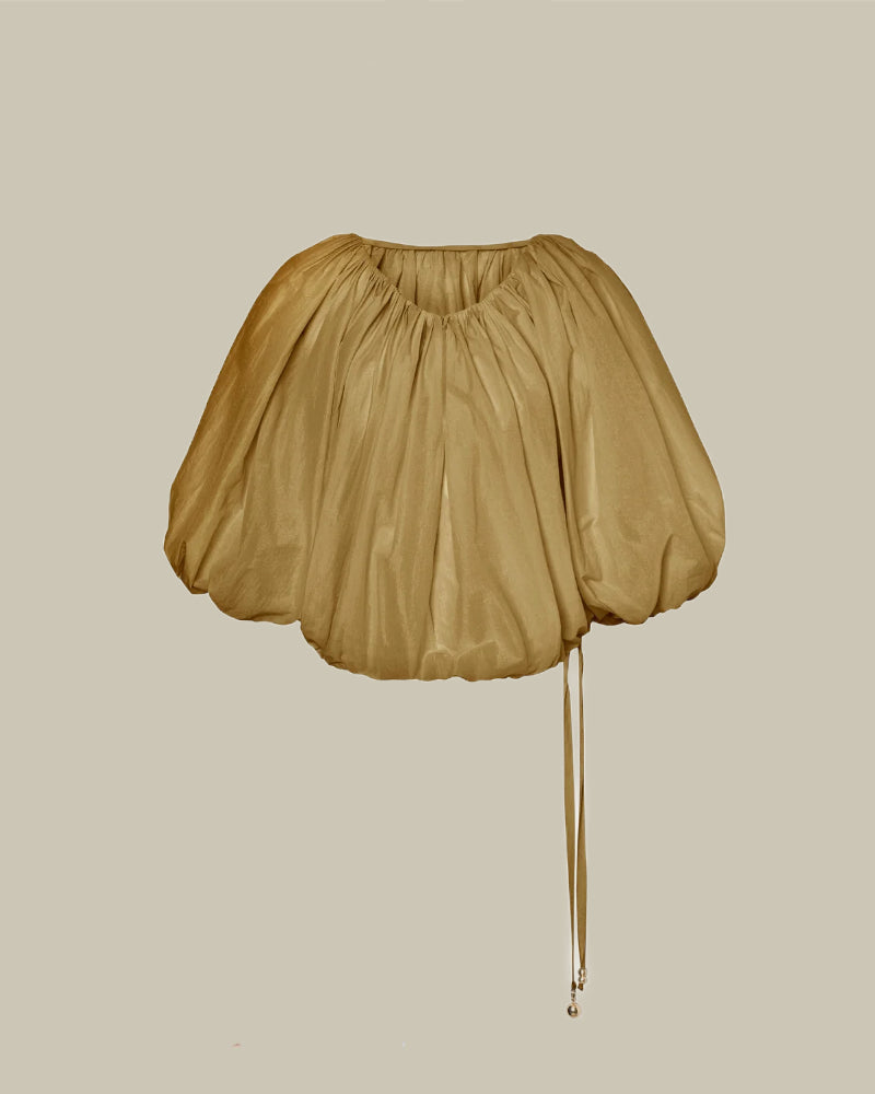 Brown Nylon Cropped Blouse
