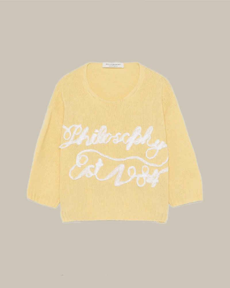 Yellow Cashmere Knit Cropped Sweater