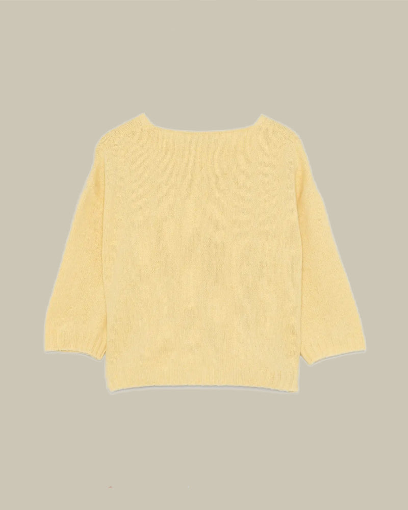 Yellow Cashmere Knit Cropped Sweater