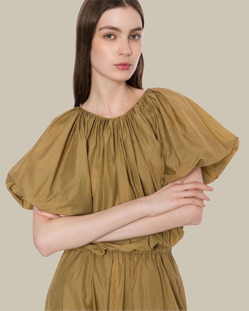 Brown Nylon Cropped Blouse