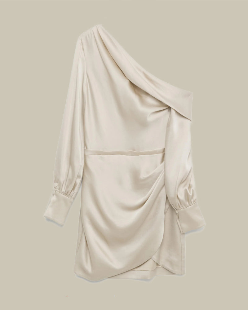 Cameron One Shoulder Mini Dress Champagne