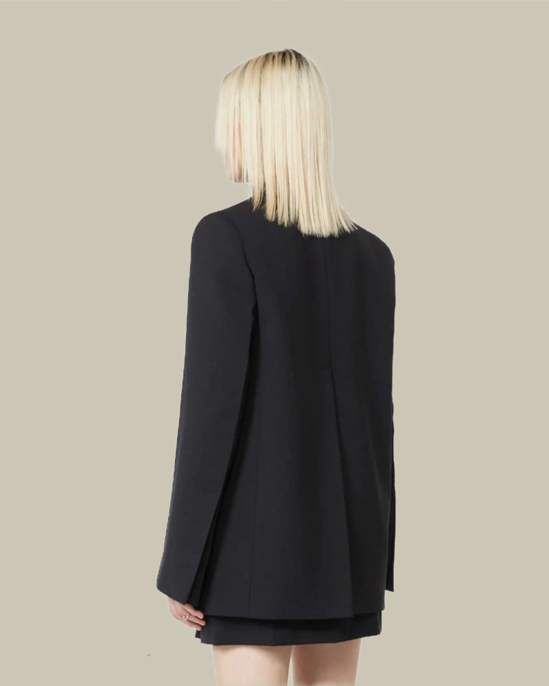 Esule Black Hidden Button Double Breasted Blazer