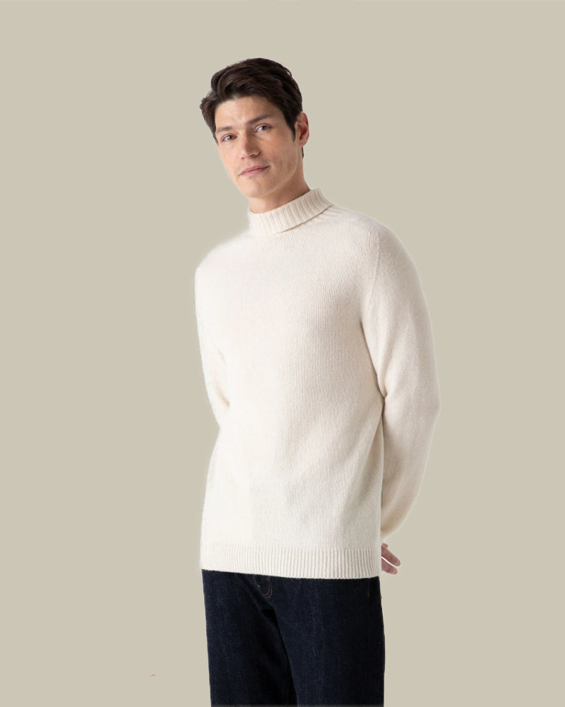 Lambswool Roll Neck Ecru