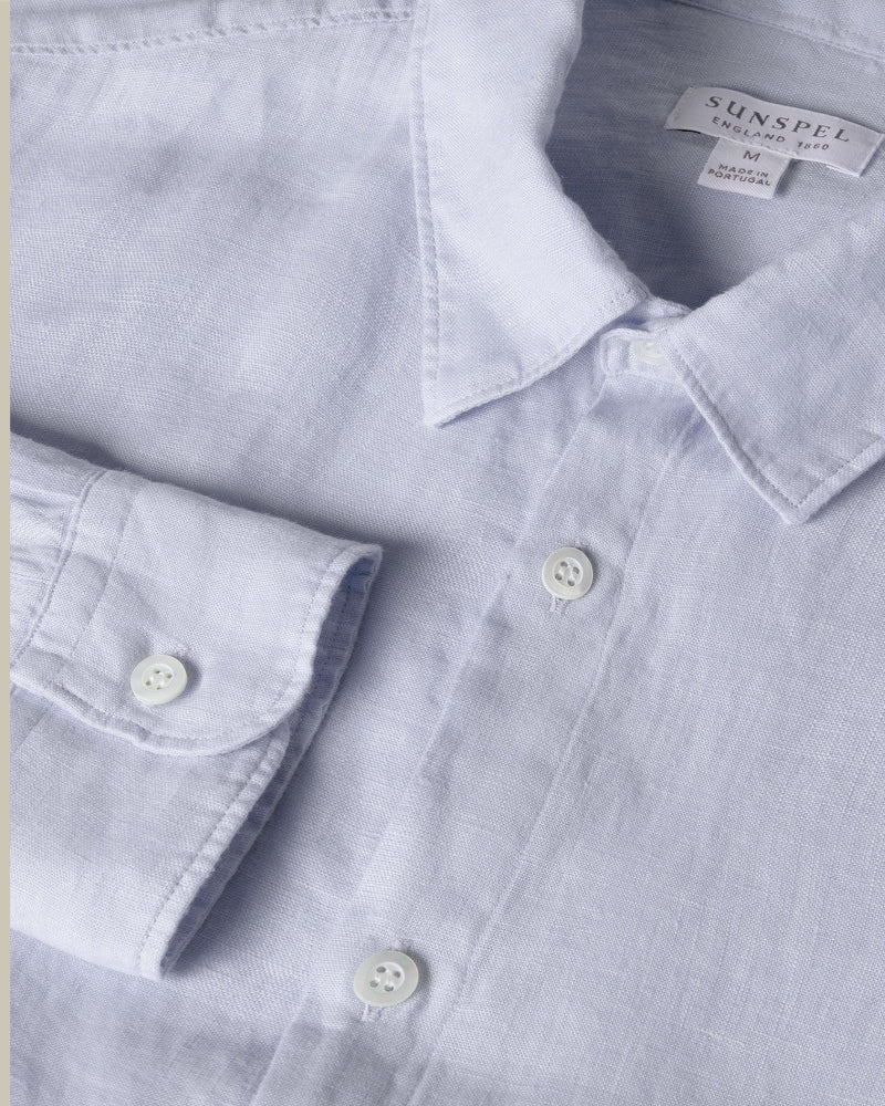 Sky Blue Long Sleeve Linen Shirt