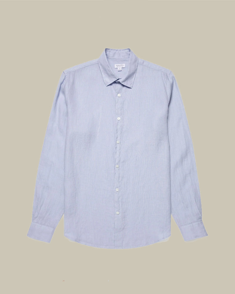 Sky Blue Long Sleeve Linen Shirt