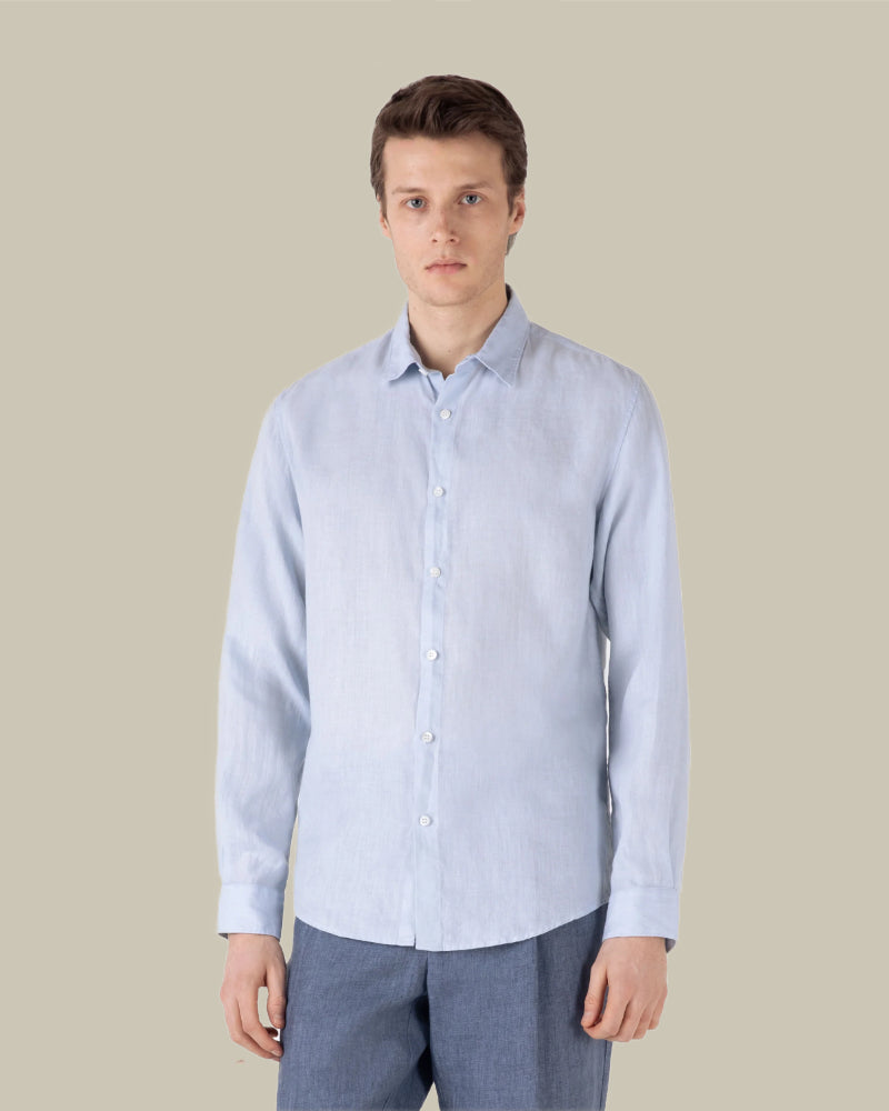 Sky Blue Long Sleeve Linen Shirt
