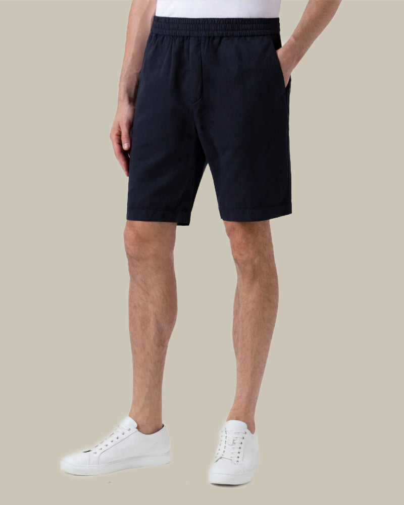 Cotton Linen Drawstring Shorts Navy