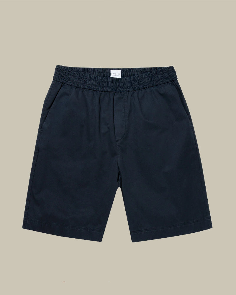 Cotton Linen Drawstring Shorts Navy