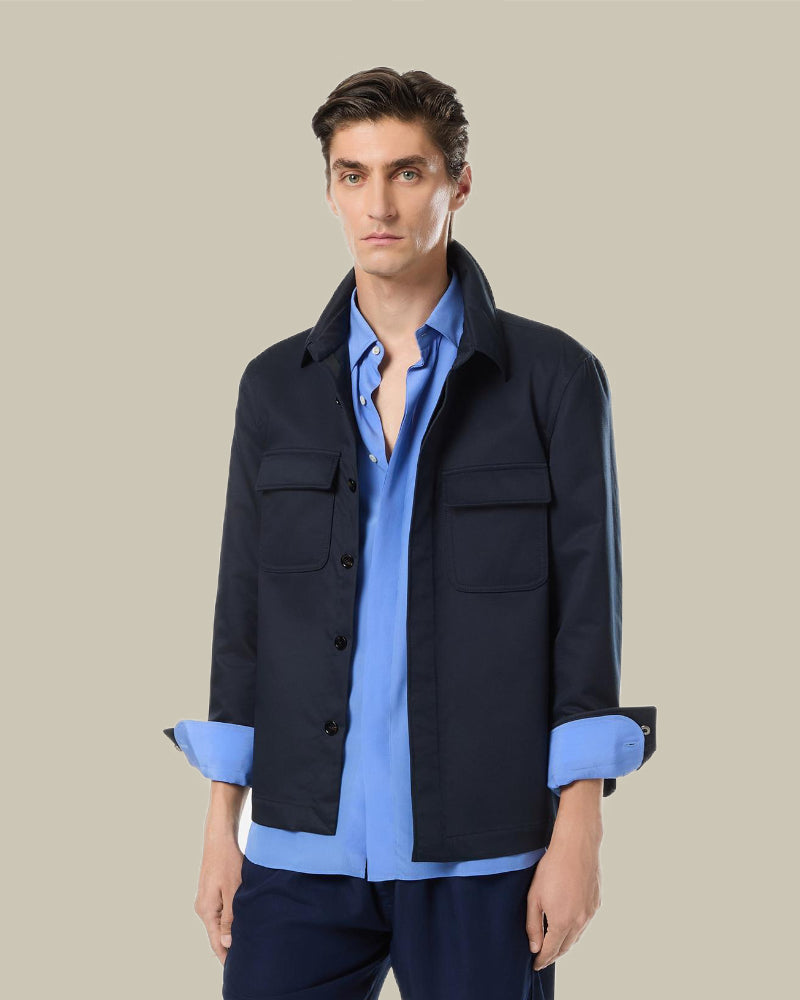 Navy Cotton Twill Double Splittable Overshirt