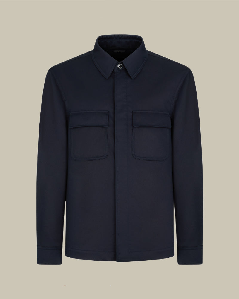 Navy Cotton Twill Double Splittable Overshirt