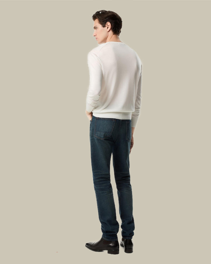 Blue Denim Stretch Straight Fit