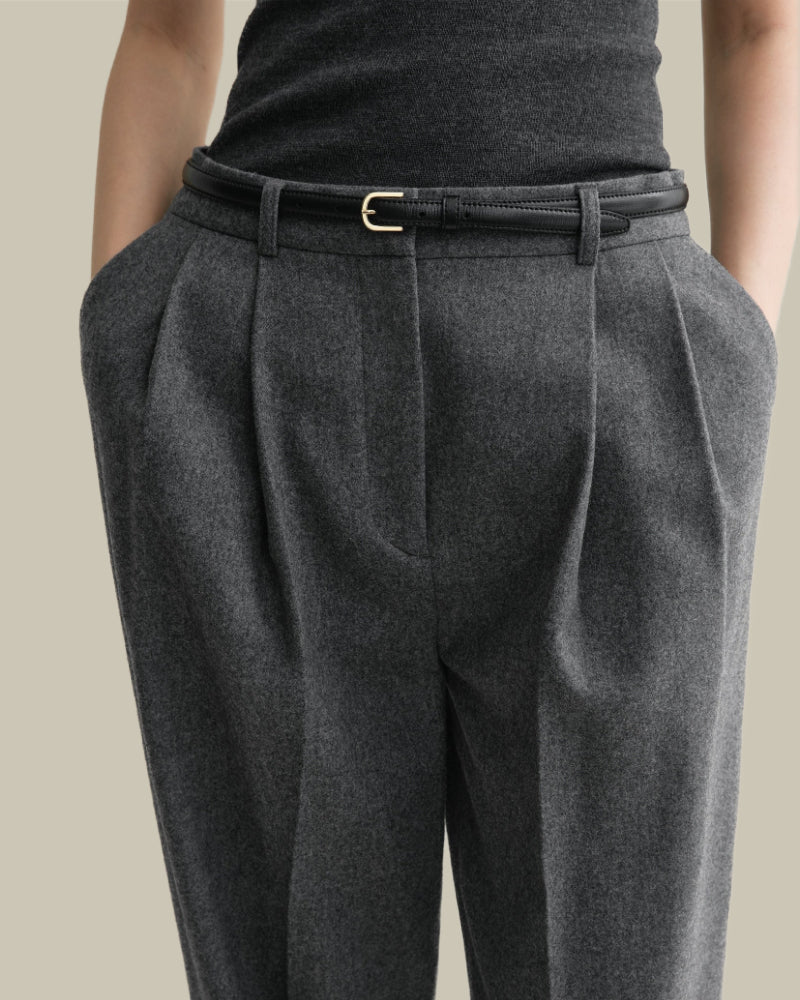 Grey Flannel Double Pleat Trouser
