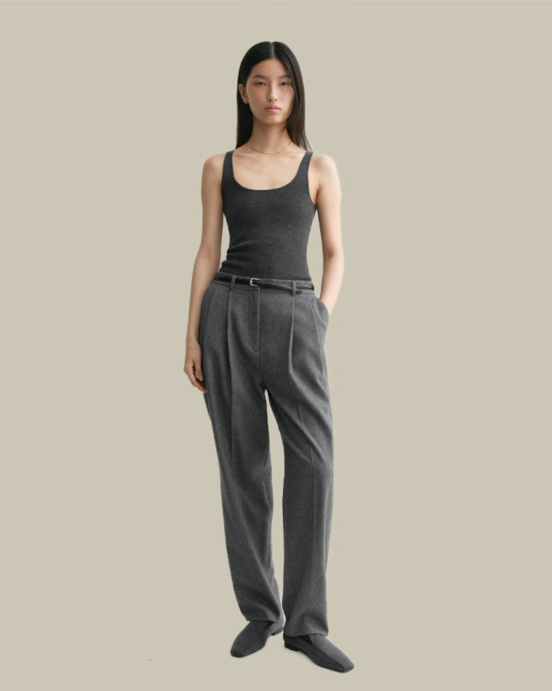 Grey Flannel Double Pleat Trouser