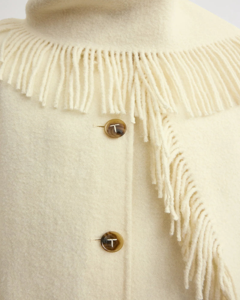 Fringed Scarf Jacket Winter White