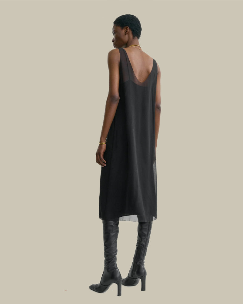 Chiffon Slip Dress Black