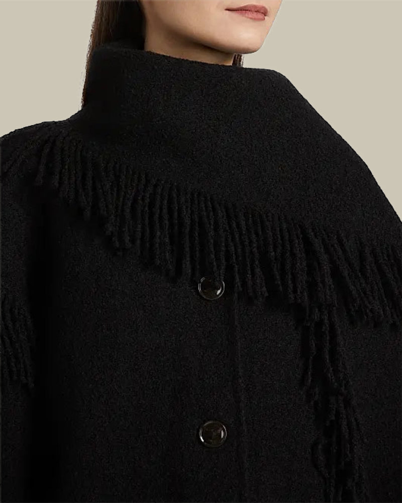 Fringed Scarf Jacket Black