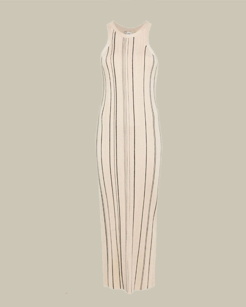 Braid Rib Tank Dress Beige