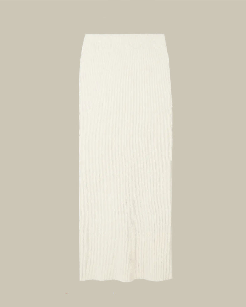 Textured Cream Rib Knit Skirt