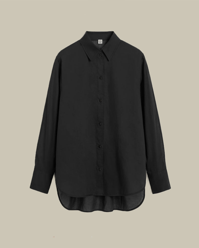 Kimono-Sleeve Cotton Shirt Black