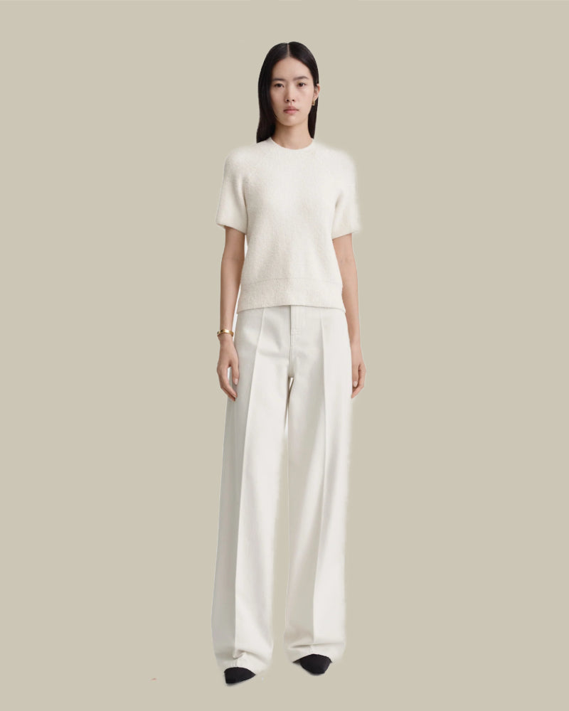 Raglan-Sleeve Terry Knit White