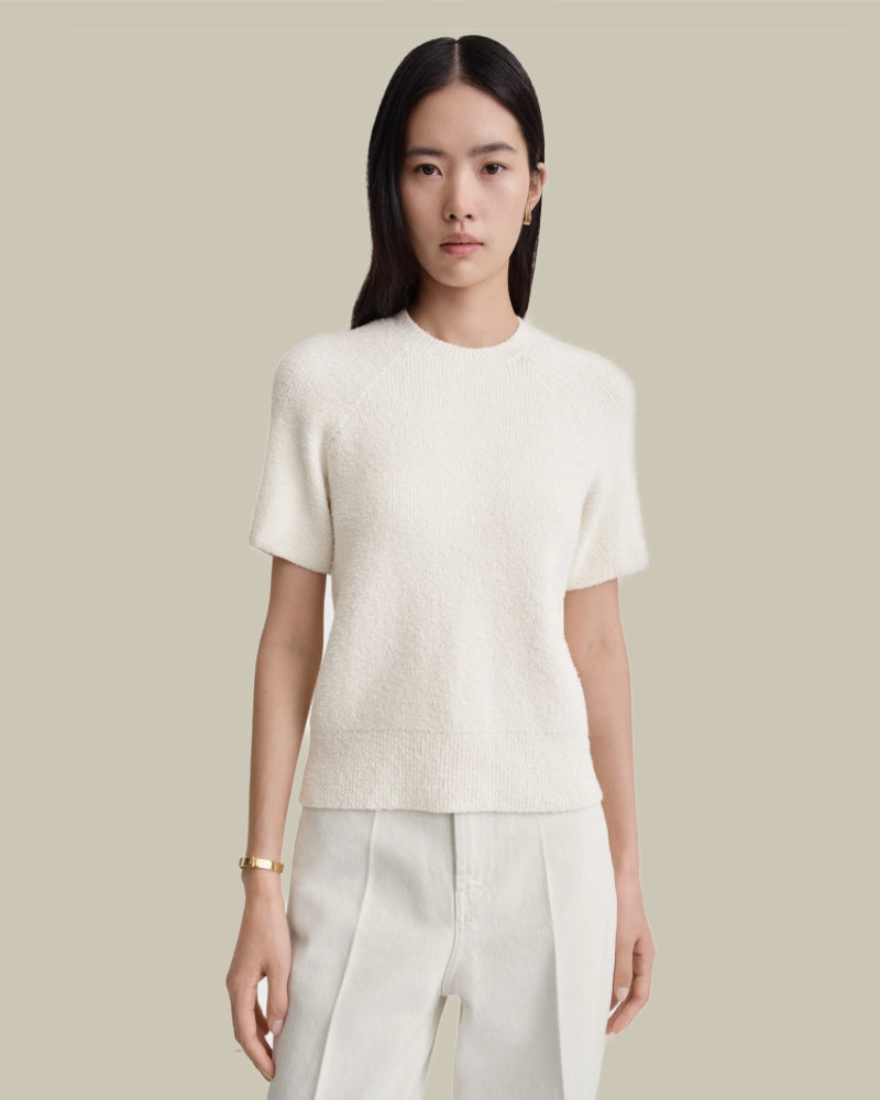 Raglan-Sleeve Terry Knit White