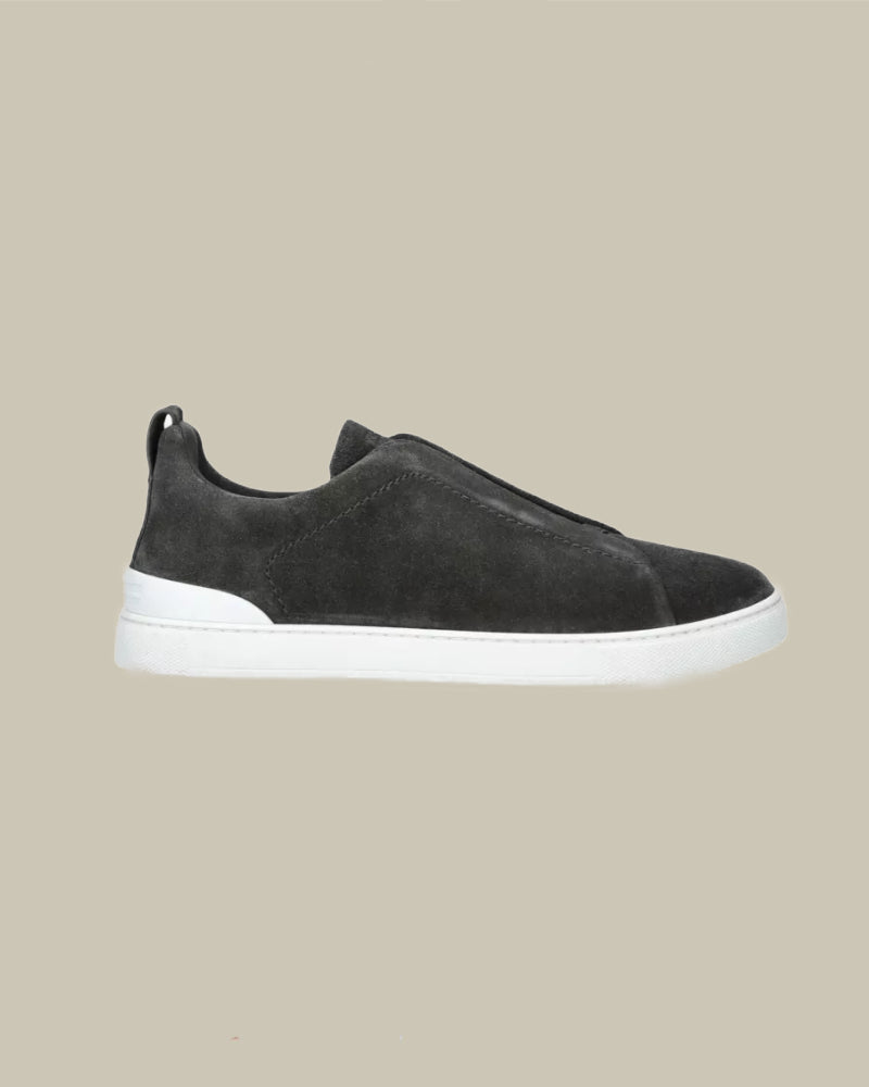 Dark Grey Suede Triple Stitch Sneakers