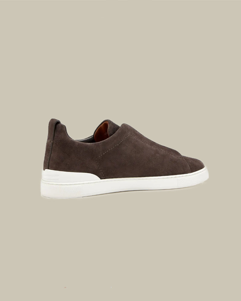 Brown Suede Triple Stitch Sneakers