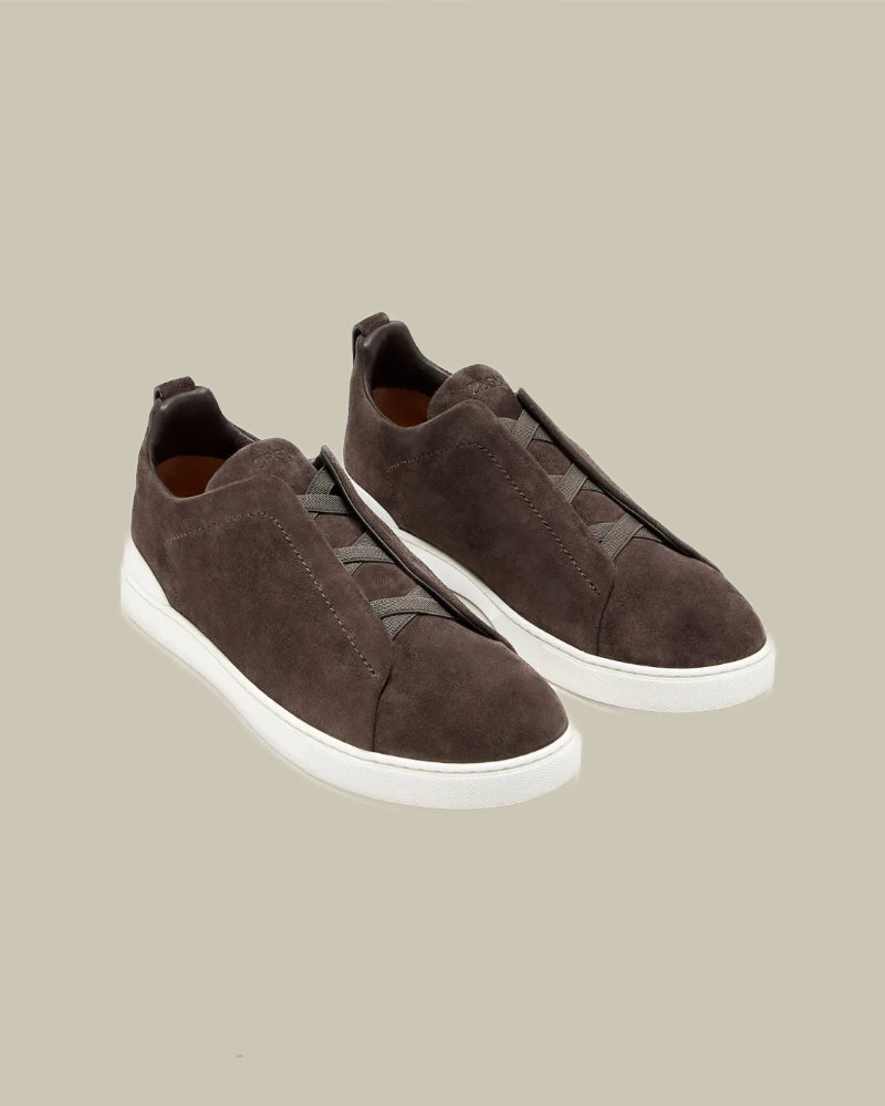Brown Suede Triple Stitch Sneakers