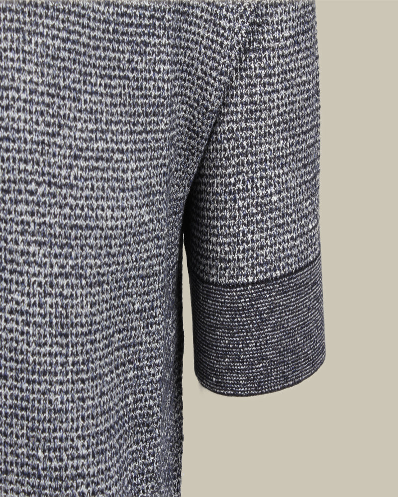Grey Cotton Linen and Silk Short Sleeve Polo