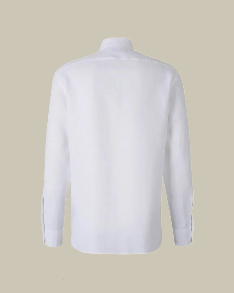 White Linen Shirt With Nuru Collar