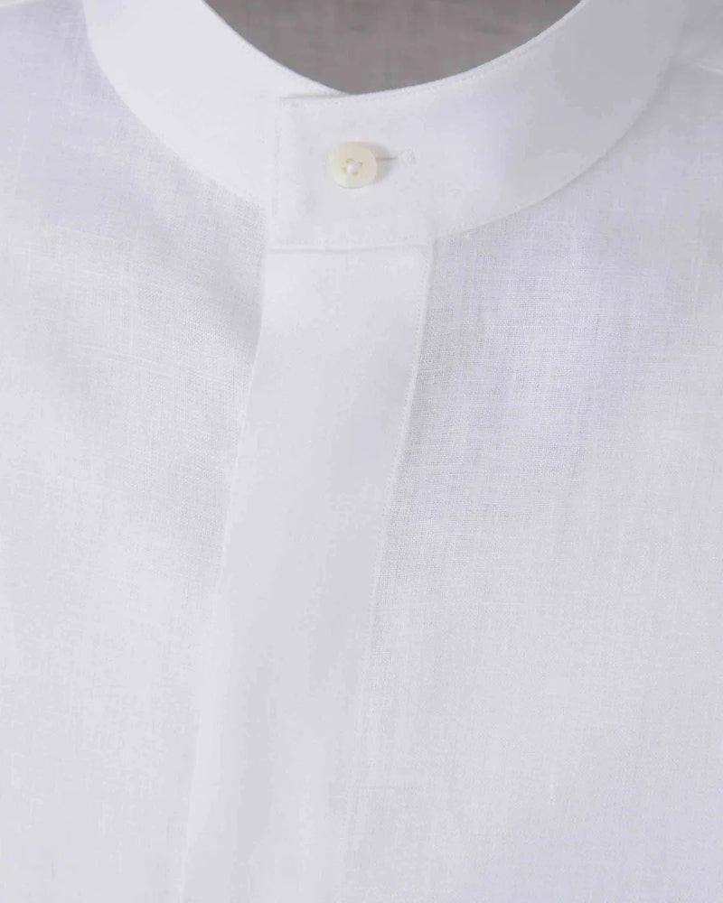 White Linen Shirt With Nuru Collar