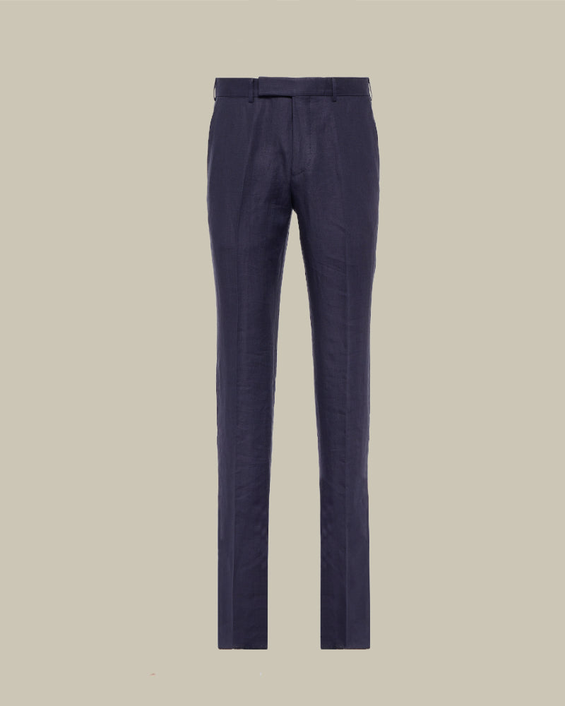 Navy Cotton and Linen Trousers