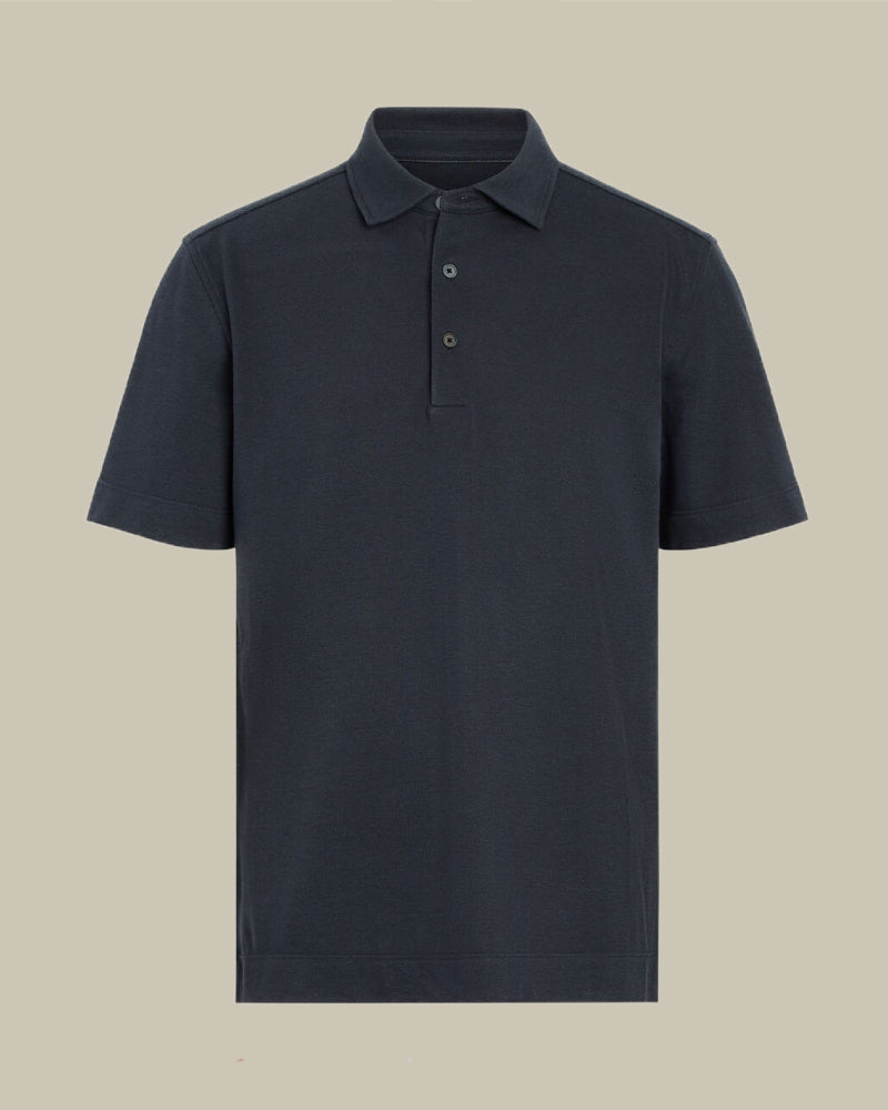Cotton and Silk Polo Navy
