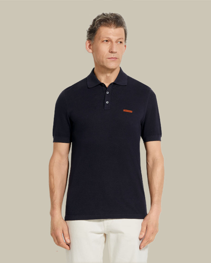 Navy Blue Pure Cotton Polo Shirt