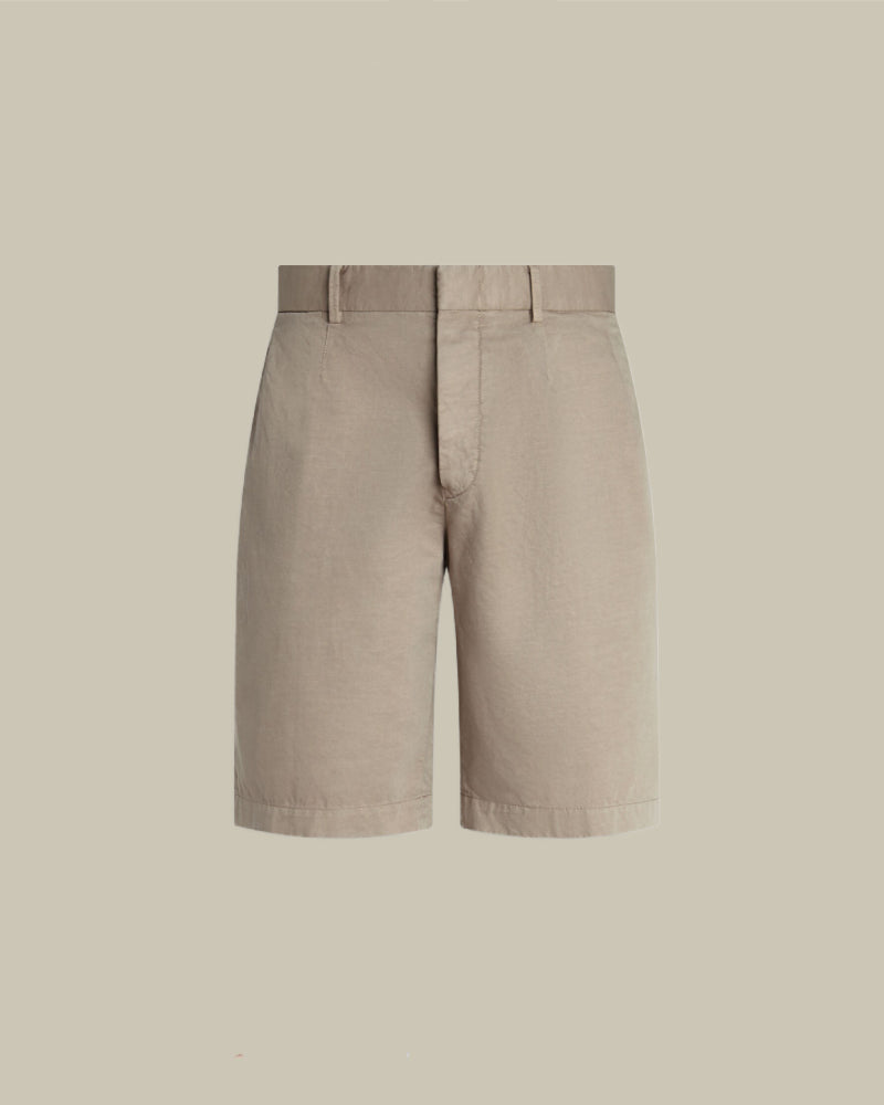 Light Taupe Summer Chino Cotton and Linen Shorts