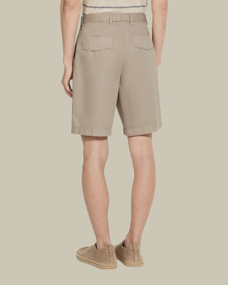 Light Taupe Summer Chino Cotton and Linen Shorts