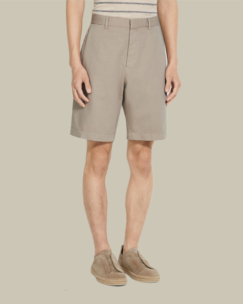 Light Taupe Summer Chino Cotton and Linen Shorts