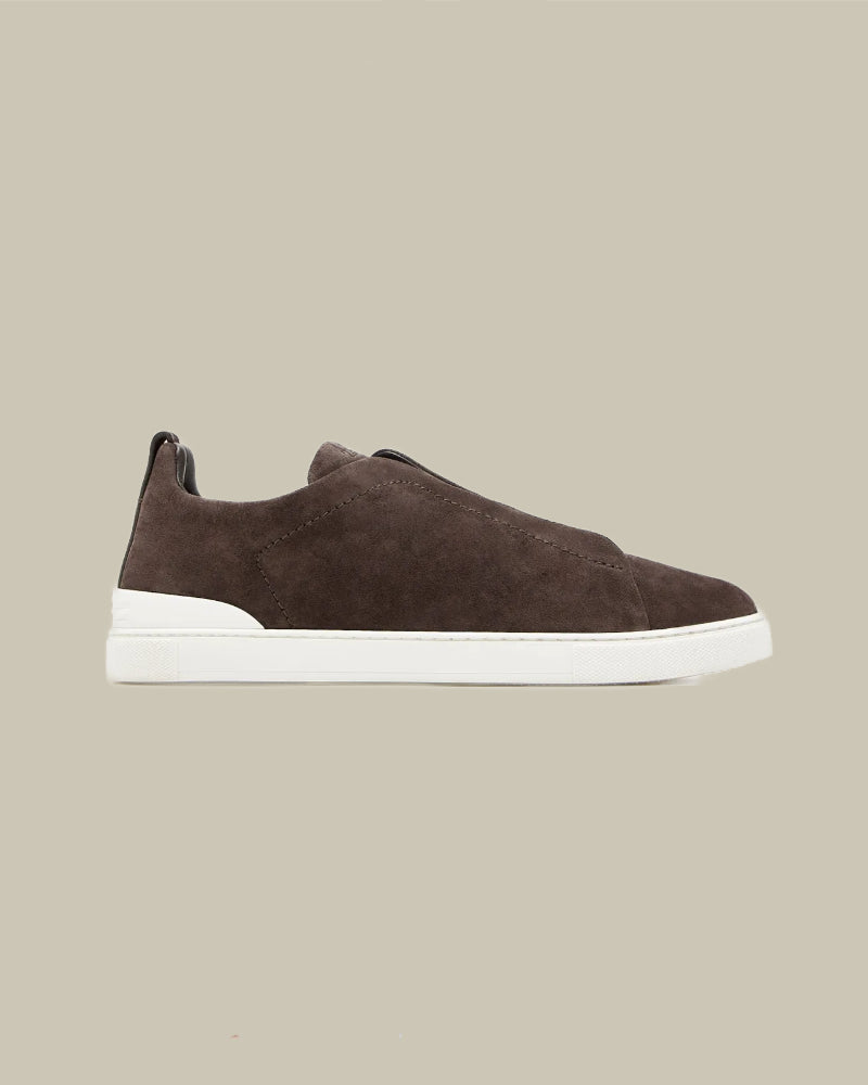 Brown Suede Triple Stitch Sneakers
