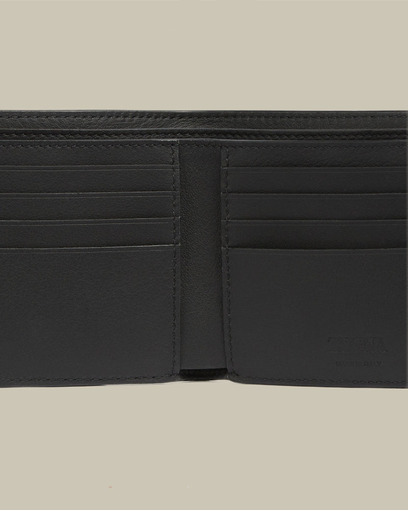 Black Deerskin Leather Bi Fold Wallet