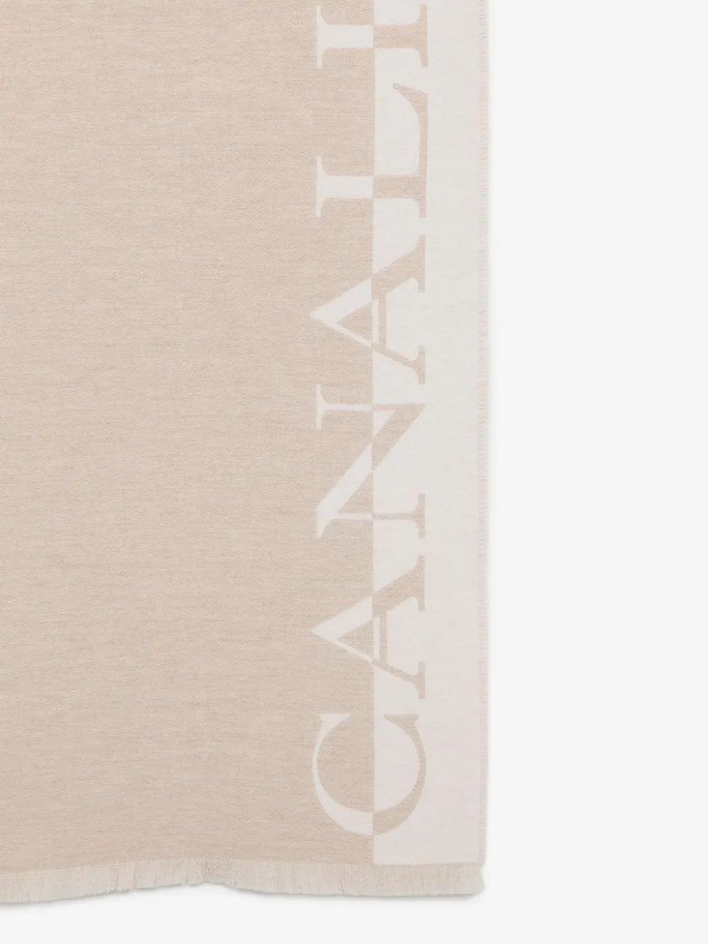 Double-Effect Ivory & Beige Wool Scarf