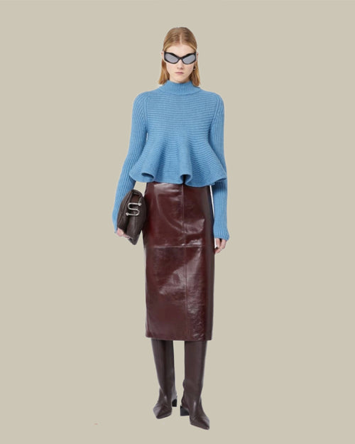 Afa Nappa Leather Skirt Bordeaux