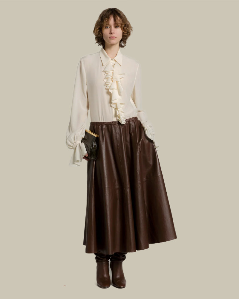 Ruffled Crêpe de Chine Blouse