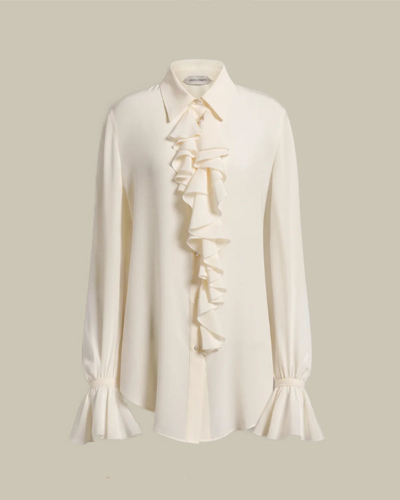 Ruffled Crêpe de Chine Blouse