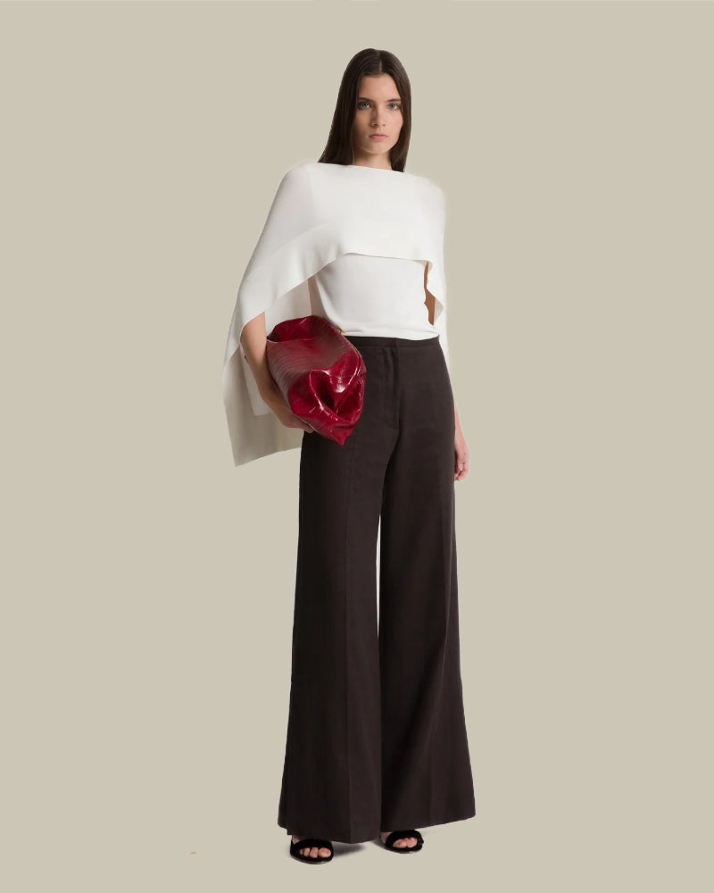 White Knitted Cape Sleeve Top