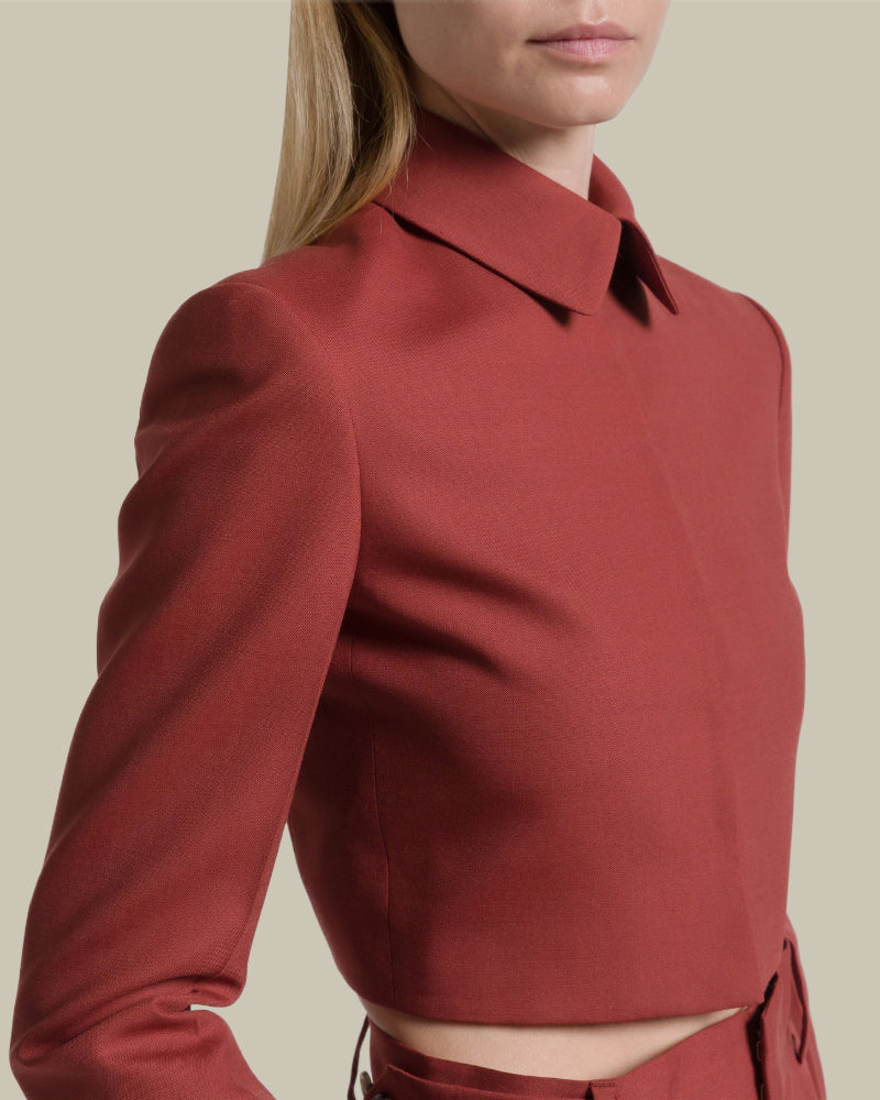 Tropical Wool Cropped Jacket