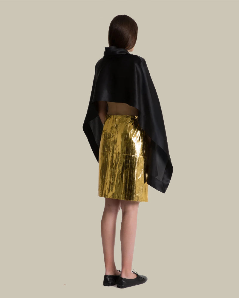 Gold Metallic Eel Wrap Skirt