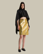 Gold Metallic Eel Wrap Skirt