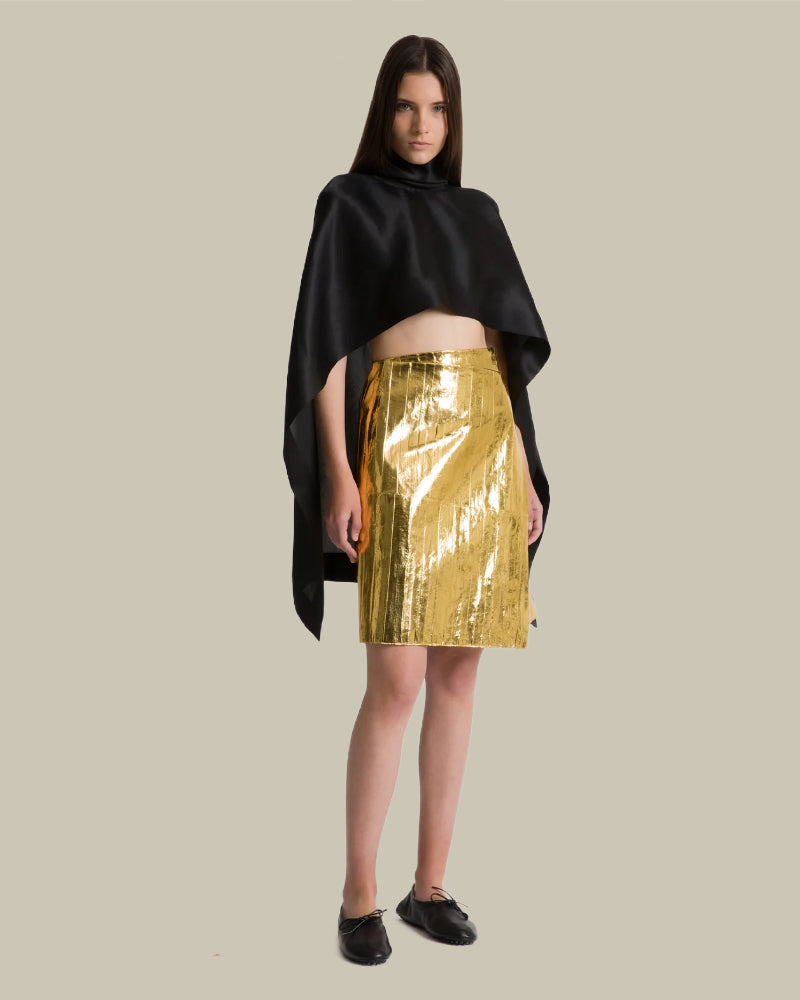 Gold Metallic Eel Wrap Skirt