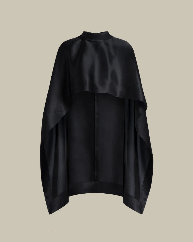 Black Silk Cape-Style Top