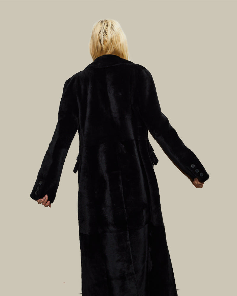 Black Reversible Lambskin Shearling Coat